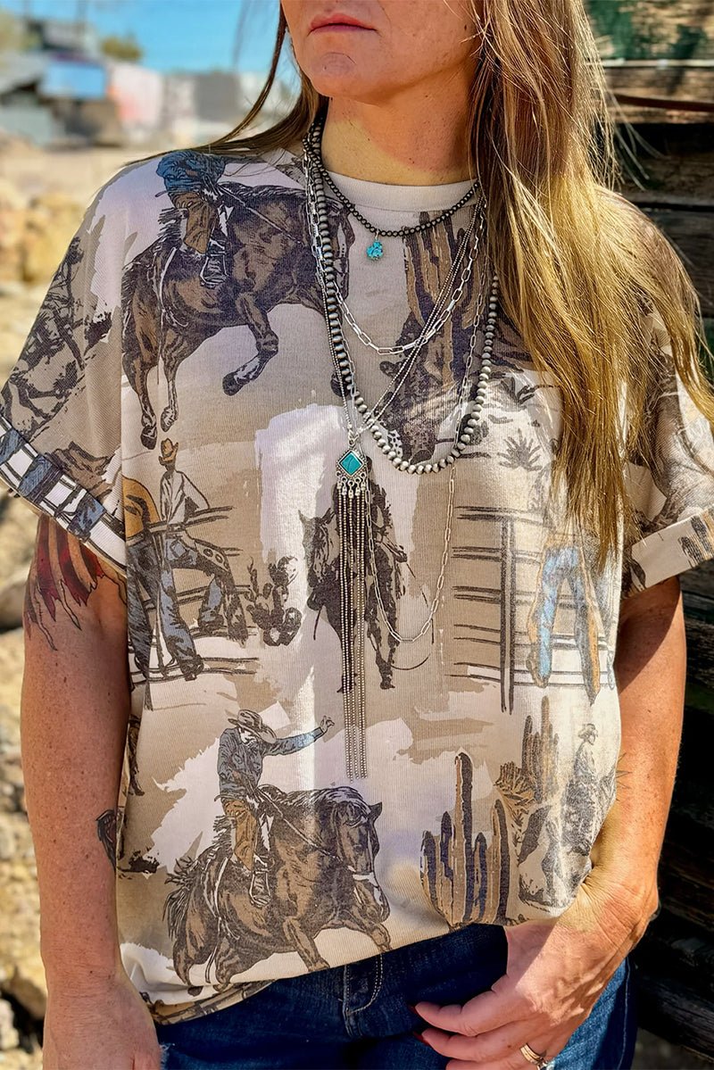 Dusty Canyon Cowboys Khaki Tee - Wholesale Accessory Market