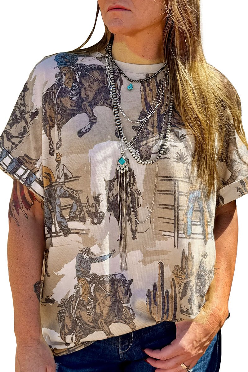 Dusty Canyon Cowboys Khaki Tee - Wholesale Accessory Market
