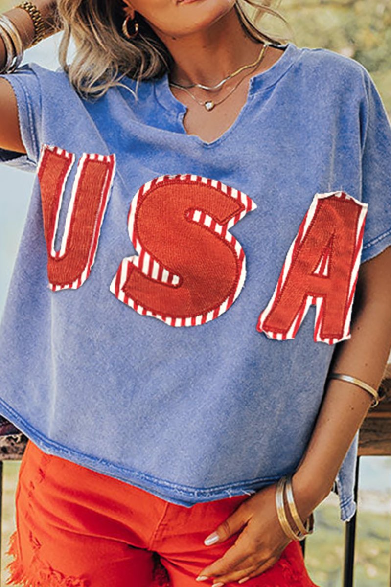 PREORDER! ETA 4/8 USA Patch Sky Blue Mineral Wash Vintage Tee **SHIPPING EXPECTED TO BEGIN ON DATE 4/8** - Wholesale Accessory Market