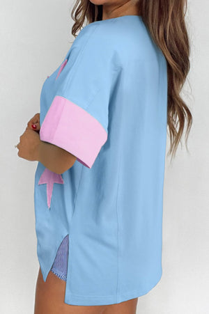 PREORDER! ETA 6/20 Stardust Springs Light Blue Oversized T-Shirt **SHIPPING EXPECTED TO BEGIN ON DATE 6/20** - Wholesale Accessory Market