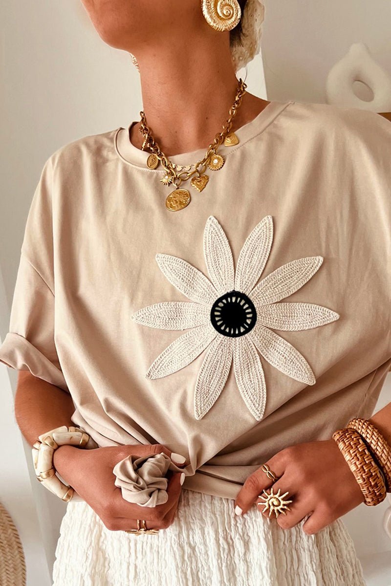 PREORDER! ETA 6/20 Dreamy Daisy Oatmeal Loose Tee **SHIPPING EXPECTED TO BEGIN ON DATE 6/20** - Wholesale Accessory Market