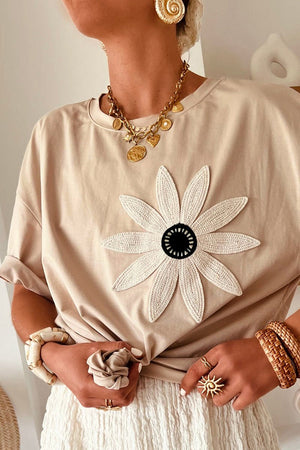 PREORDER! ETA 6/20 Dreamy Daisy Oatmeal Loose Tee **SHIPPING EXPECTED TO BEGIN ON DATE 6/20** - Wholesale Accessory Market