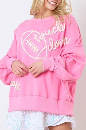 Touchdown Pink Braided Football Sweatshirt - Wholesale Accessory Market