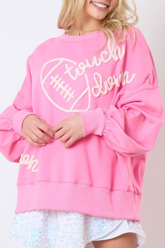 Touchdown Pink Braided Football Sweatshirt - Wholesale Accessory Market