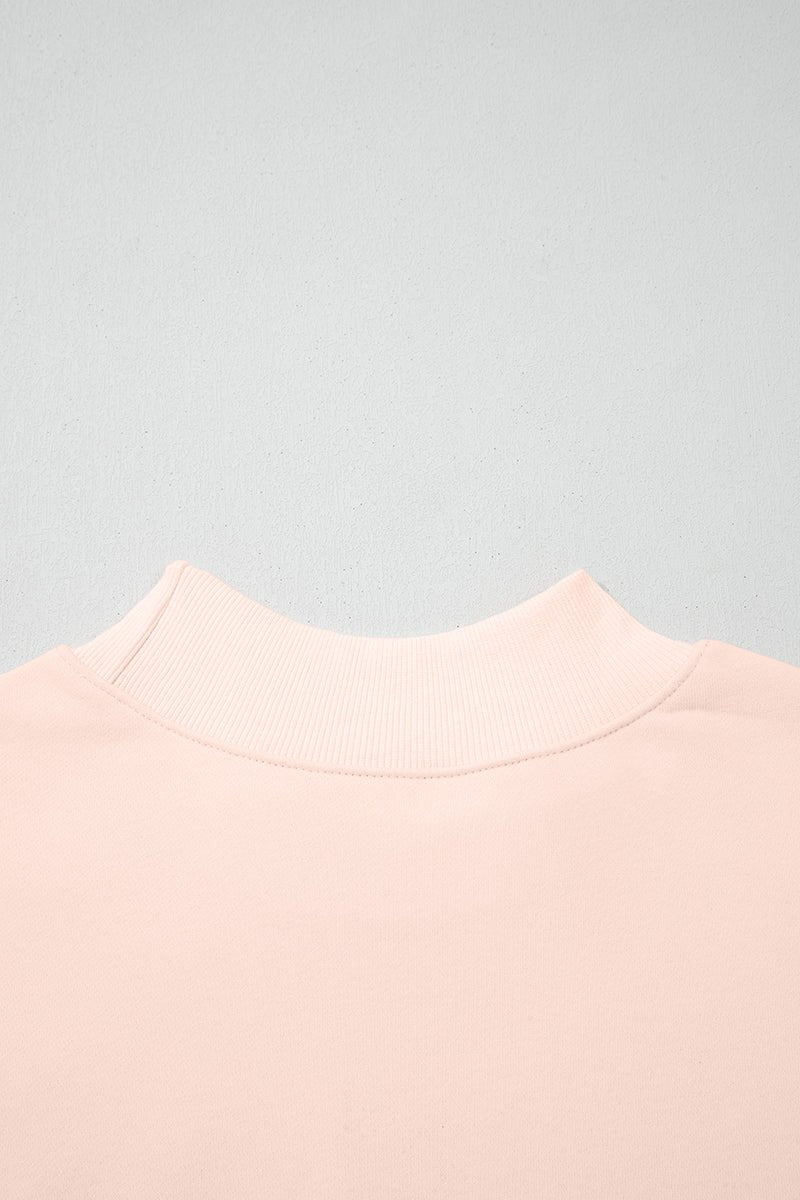 Cool Factor Apricot Pink Oversize Mock Neck Sweatshirt - Wholesale Accessory Market