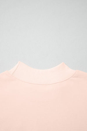 Cool Factor Apricot Pink Oversize Mock Neck Sweatshirt - Wholesale Accessory Market