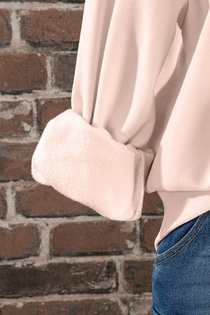 Cool Factor Apricot Pink Oversize Mock Neck Sweatshirt - Wholesale Accessory Market
