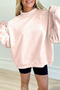 Cool Factor Apricot Pink Oversize Mock Neck Sweatshirt - Wholesale Accessory Market