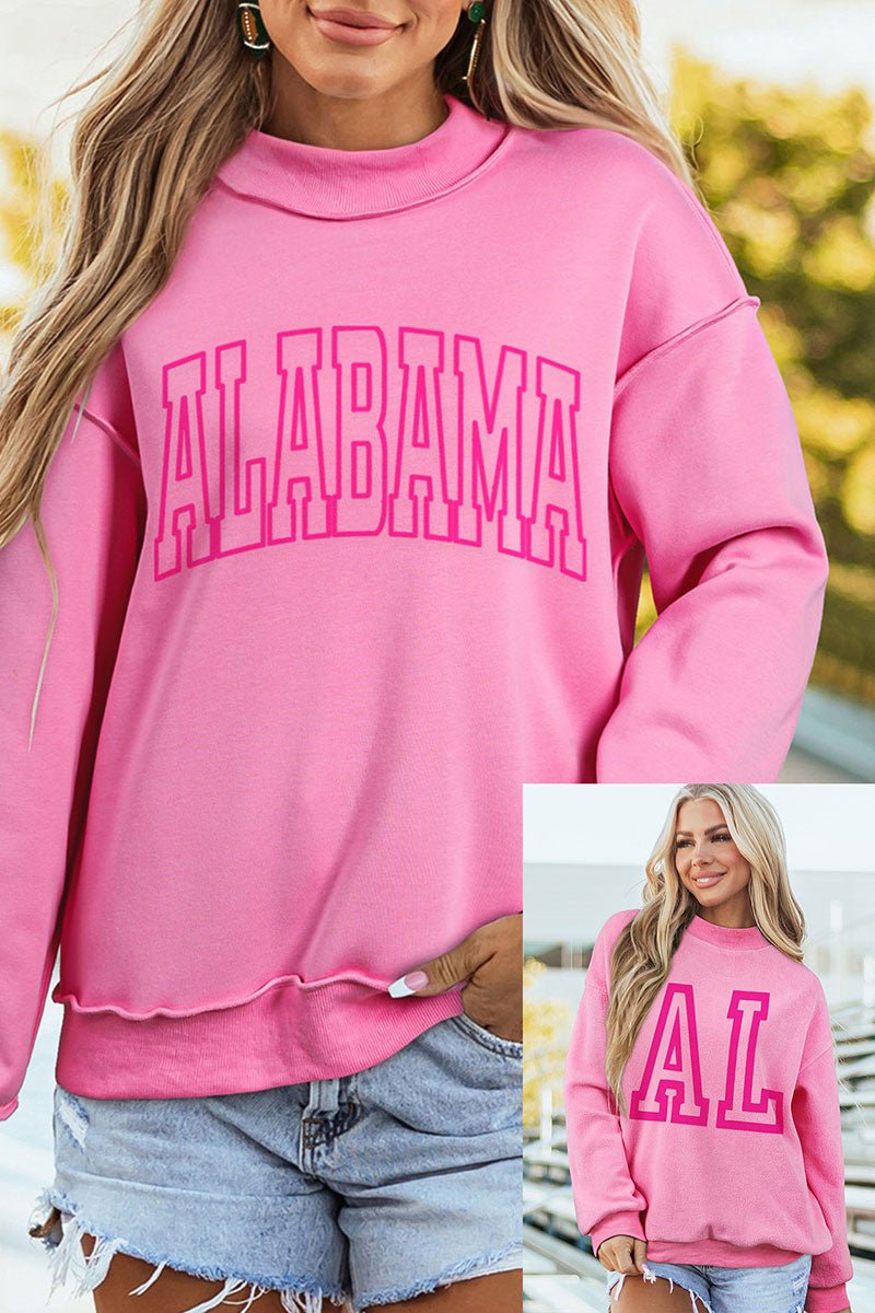 All Angles Alabama Bright Pink Mock Neck Sweatshirt - Wholesale Accessory Market