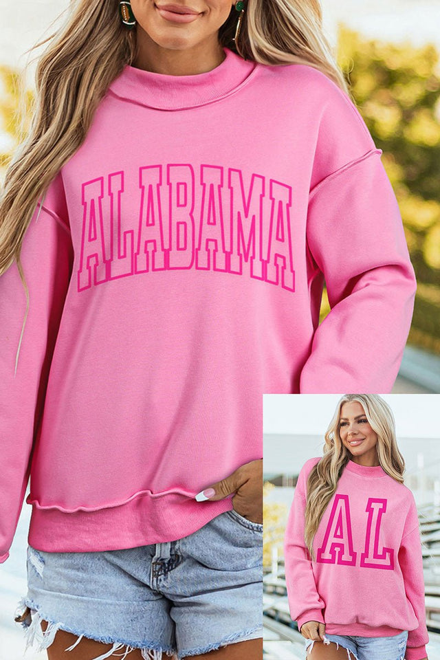 All Angles Alabama Bright Pink Mock Neck Sweatshirt - Wholesale Accessory Market