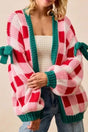 PREORDER! ETA 10/29 Sweet December Pink Checked Cardigan **SHIPPING EXPECTED TO BEGIN ON DATE 10/29** - Wholesale Accessory Market