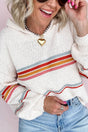 PREORDER! ETA 10/3 Retro Revival Striped White Hooded Sweater **SHIPPING EXPECTED TO BEGIN ON DATE 10/3** - Wholesale Accessory Market