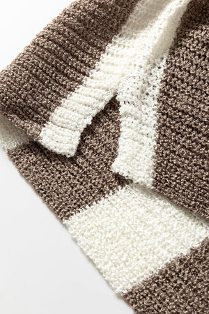 In Your Stride Brown Stripe V - Neck Sweater - Wholesale Accessory Market