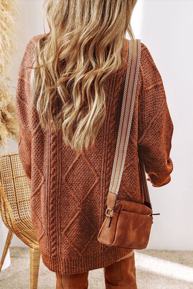 Toronto Twist Coffee Cable Knit Sweater Dress Wholesale Accessory Market