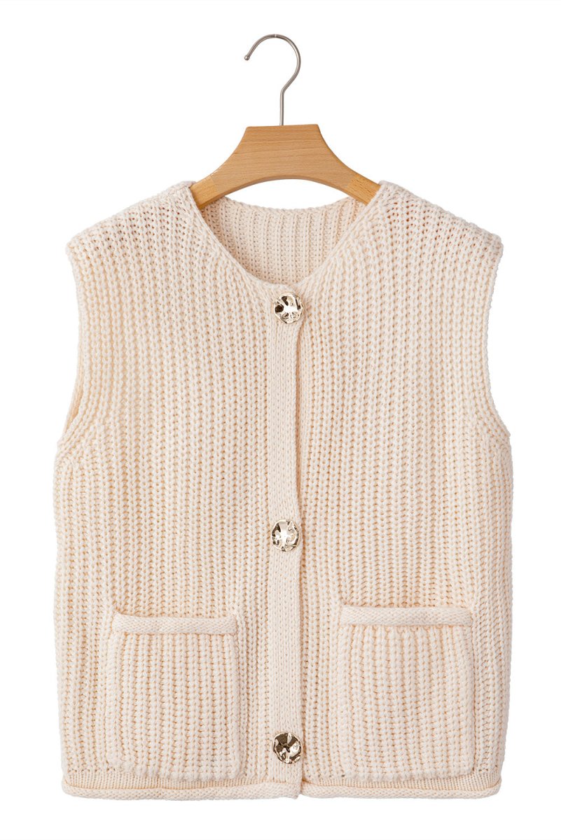 Truly Charming White Button Sweater Vest - Wholesale Accessory Market