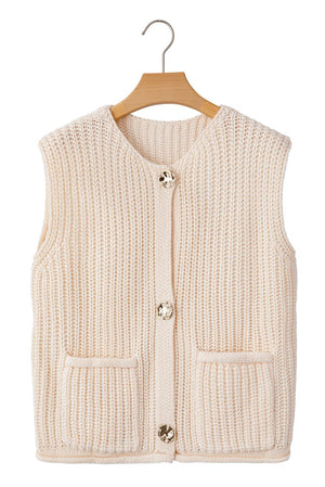 Truly Charming White Button Sweater Vest - Wholesale Accessory Market
