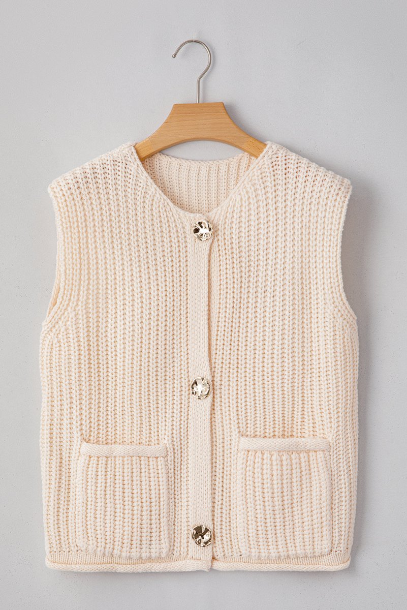 Truly Charming White Button Sweater Vest - Wholesale Accessory Market