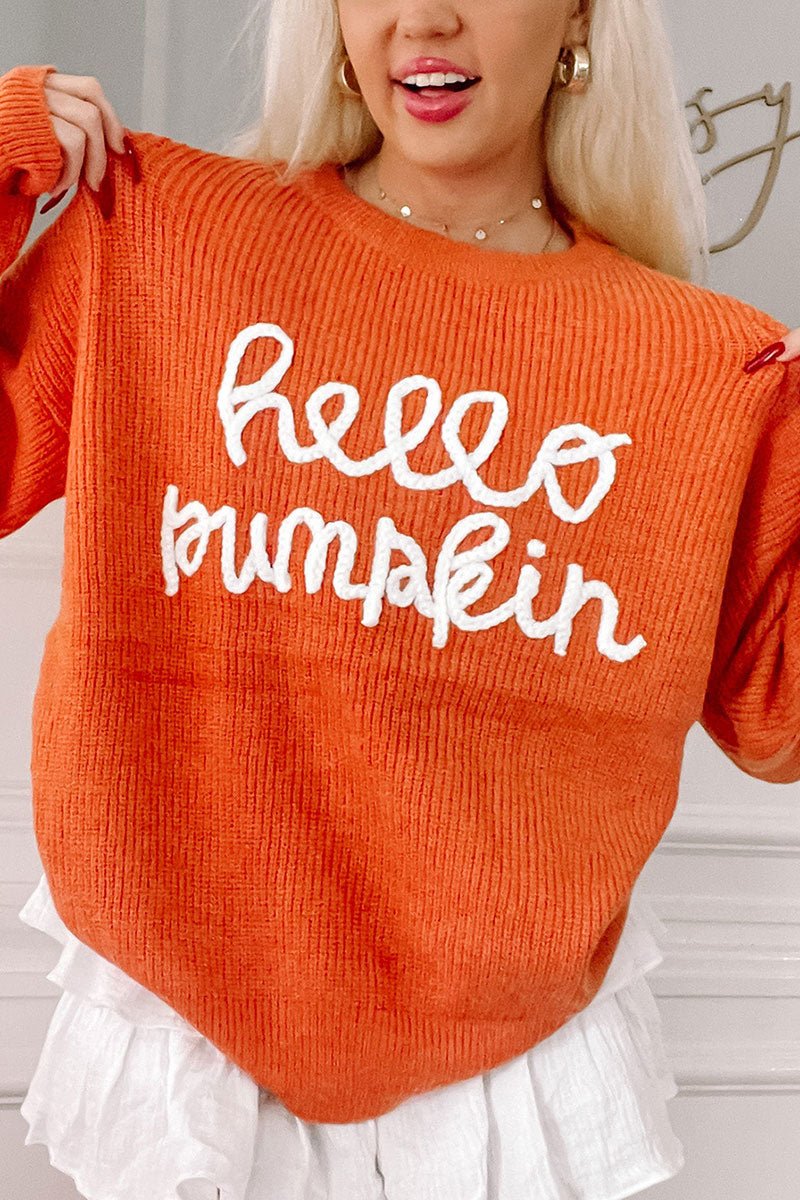 Knit Hello Pumpkin Cozy Sweater - Wholesale Accessory Market
