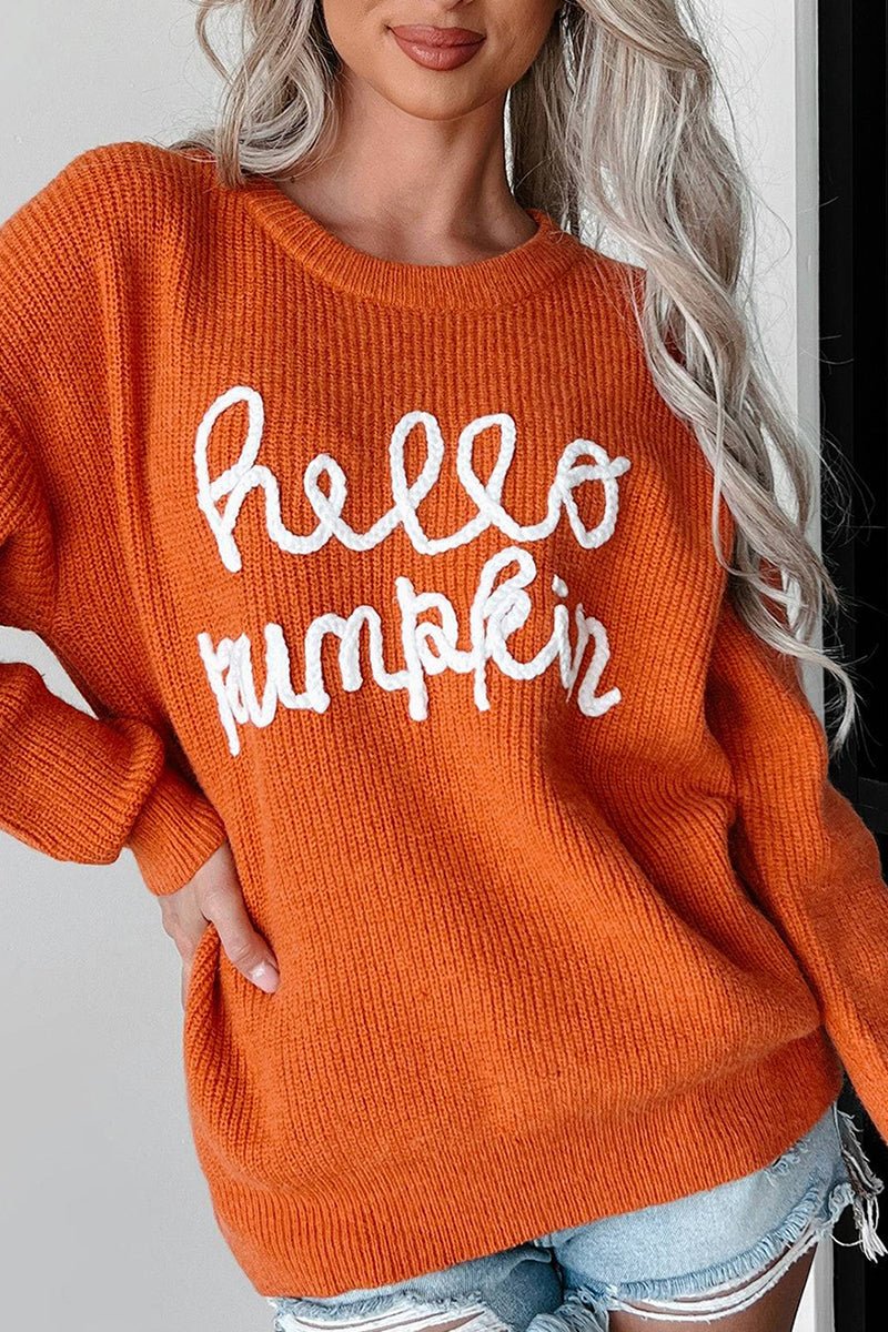 Knit Hello Pumpkin Cozy Sweater - Wholesale Accessory Market