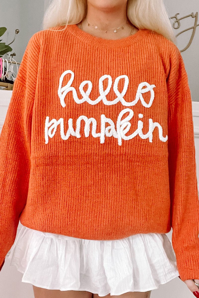 Knit Hello Pumpkin Cozy Sweater - Wholesale Accessory Market