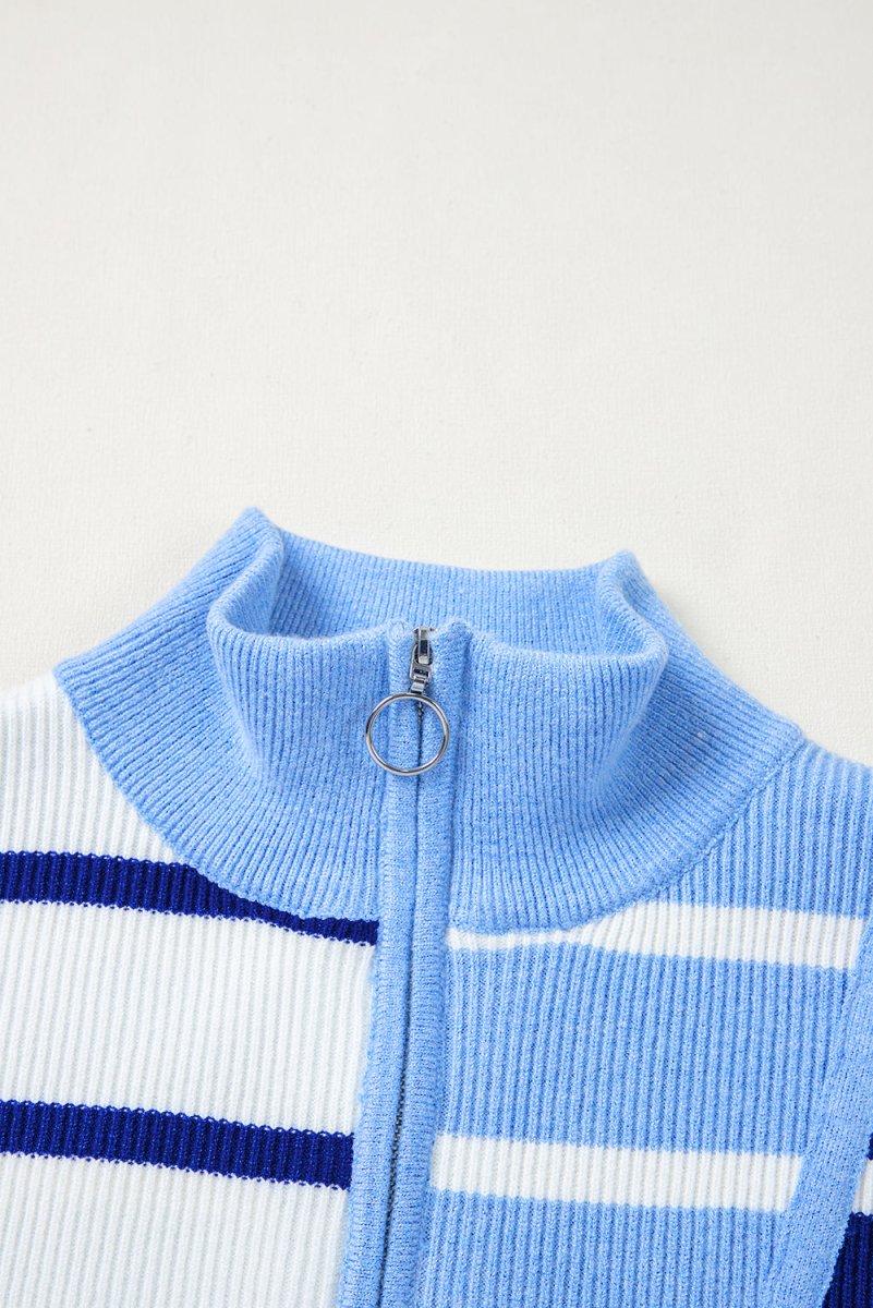 Stamford Sky Blue Stripe Quarter Zip Knit Vest - Wholesale Accessory Market