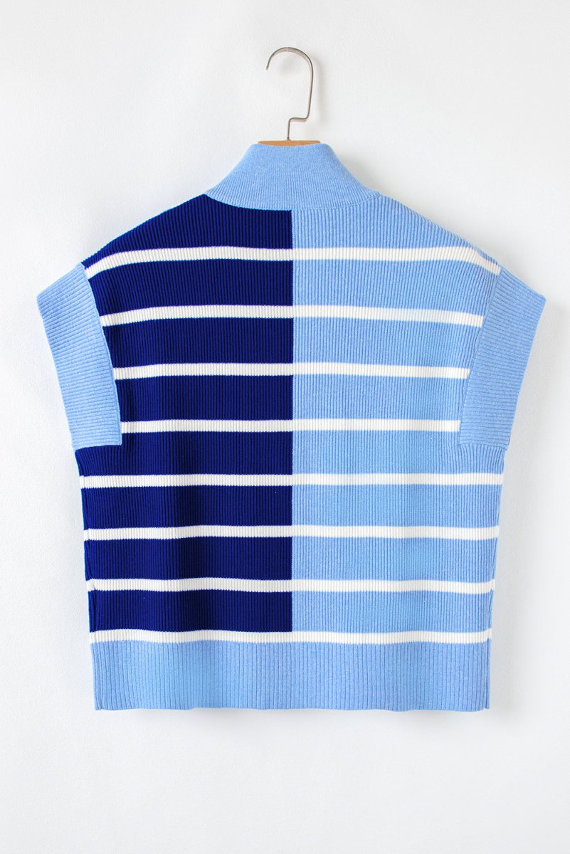 Stamford Sky Blue Stripe Quarter Zip Knit Vest - Wholesale Accessory Market