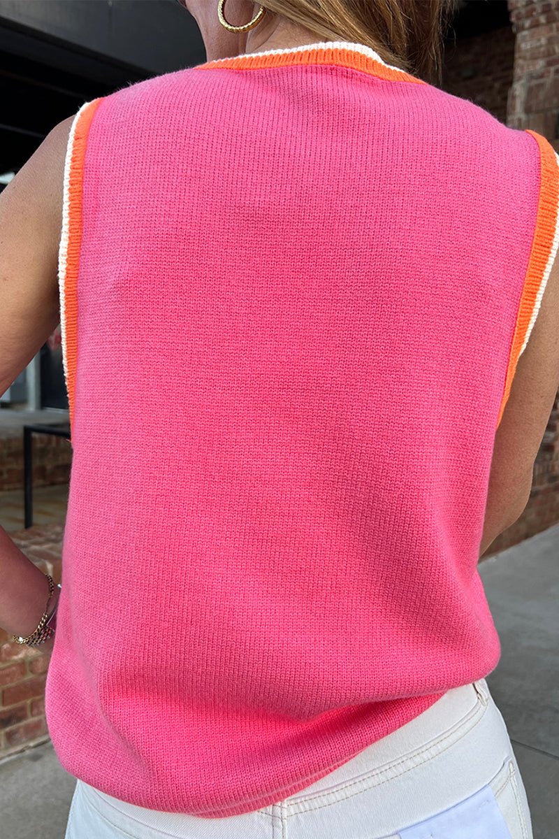 PREORDER! ETA 6/14 Sunrise Serenade Bright Pink Pearl Knit Sleeveless Top **SHIPPING EXPECTED TO BEGIN ON DATE 6/14** - Wholesale Accessory Market