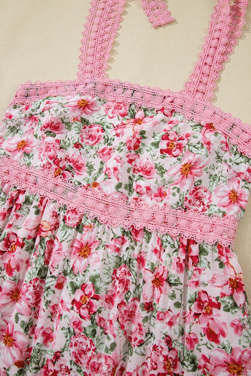 Pink Spring Fling Floral Lace Maxi Dress - Wholesale Accessory Market