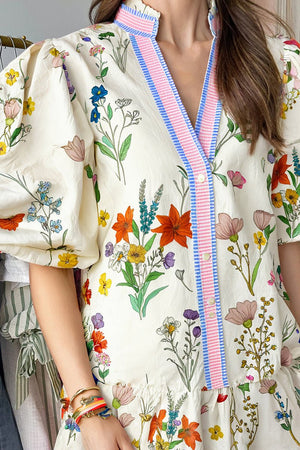 PREORDER! ETA 5/12 Best Of Both Worlds Flowers and Stripes Mini Dress **SHIPPING EXPECTED TO BEGIN ON DATE 5/12** - Wholesale Accessory Market