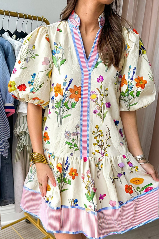 PREORDER! ETA 5/12 Best Of Both Worlds Flowers and Stripes Mini Dress **SHIPPING EXPECTED TO BEGIN ON DATE 5/12** - Wholesale Accessory Market