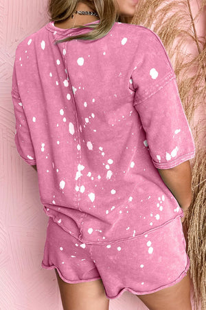 PRE-ORDER! ETA 5/20 Spot On Bleached Mineral Wash Pink Shorts Set **SHIPPING EXPECTED TO BEGIN ON DATE 5/20** - Wholesale Accessory Market