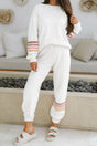 PREORDER! ETA 10/22 Step Ahead Striped Beige Pullover and Jogger Set **SHIPPING EXPECTED TO BEGIN ON DATE 10/22** - Wholesale Accessory Market