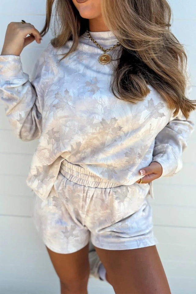PREORDER! ETA 11/7 Maple Moments Beige Long Sleeve Top and Shorts Set **SHIPPING EXPECTED TO BEGIN ON DATE 11/7** - Wholesale Accessory Market