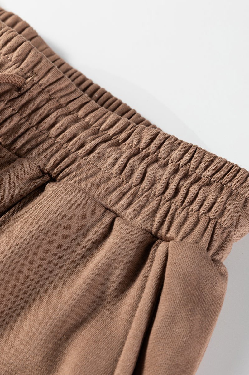 Snow Day Style Dark Khaki V - Neck Pullover and Sweatpants Set - Wholesale Accessory Market
