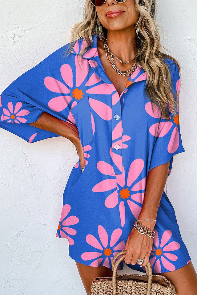 PREORDER! ETA 4/8 Bali Blooms Blue Floral Loose Romper **SHIPPING EXPECTED TO BEGIN ON DATE 4/8** - Wholesale Accessory Market