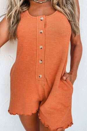 PREORDER! ETA 4/8 Summertime Grapefruit Orange U - Neck Sleeveless Romper **SHIPPING EXPECTED TO BEGIN ON DATE 4/8** - Wholesale Accessory Market
