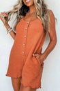 PREORDER! ETA 4/8 Summertime Grapefruit Orange U - Neck Sleeveless Romper **SHIPPING EXPECTED TO BEGIN ON DATE 4/8** - Wholesale Accessory Market