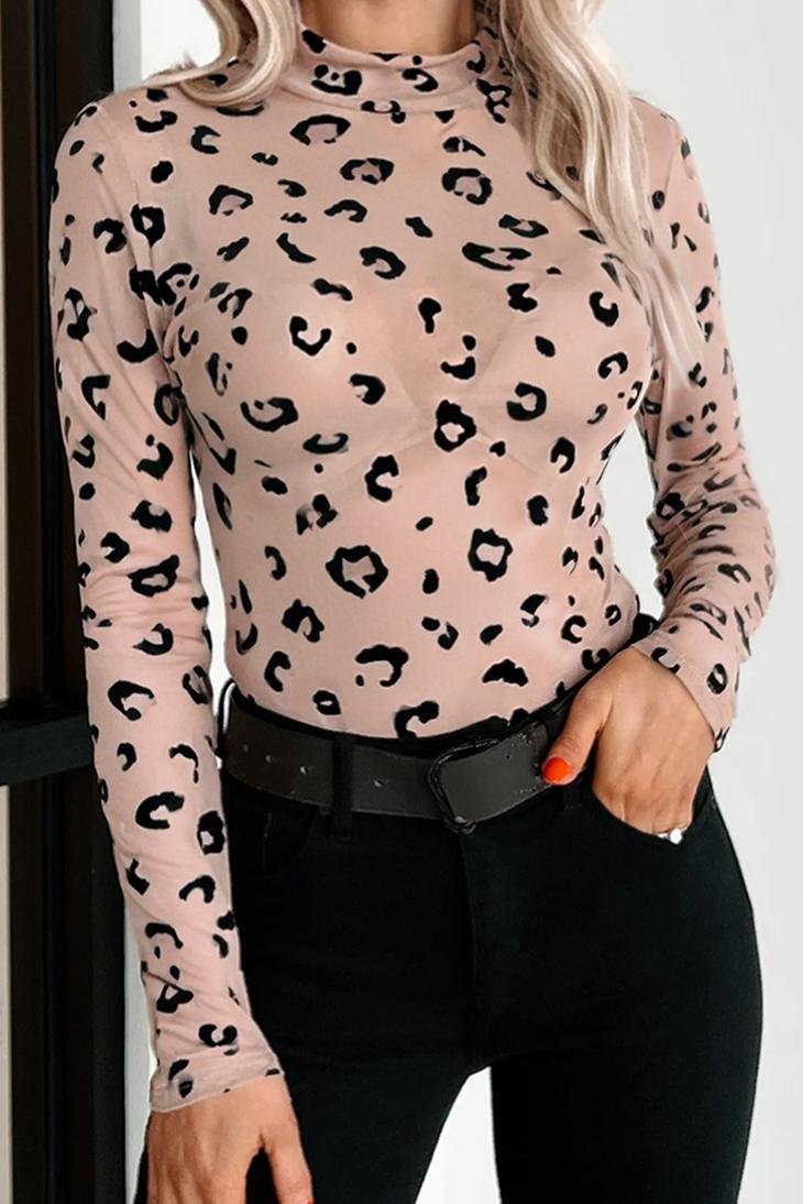 PREORDER! ETA 10/30 Spotted in Style Khaki Leopard Sheer Bodysuit **SHIPPING EXPECTED TO BEGIN ON DATE 10/30** - Wholesale Accessory Market