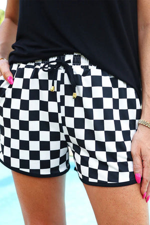 PRE-ORDER! ETA 5/20 Winning Look Black Checker Board High Athletic Shorts **SHIPPING EXPECTED TO BEGIN ON DATE 5/20** - Wholesale Accessory Market