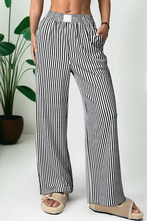 Play It Cool Black Stripe Loose Pants - Wholesale Accessory Market