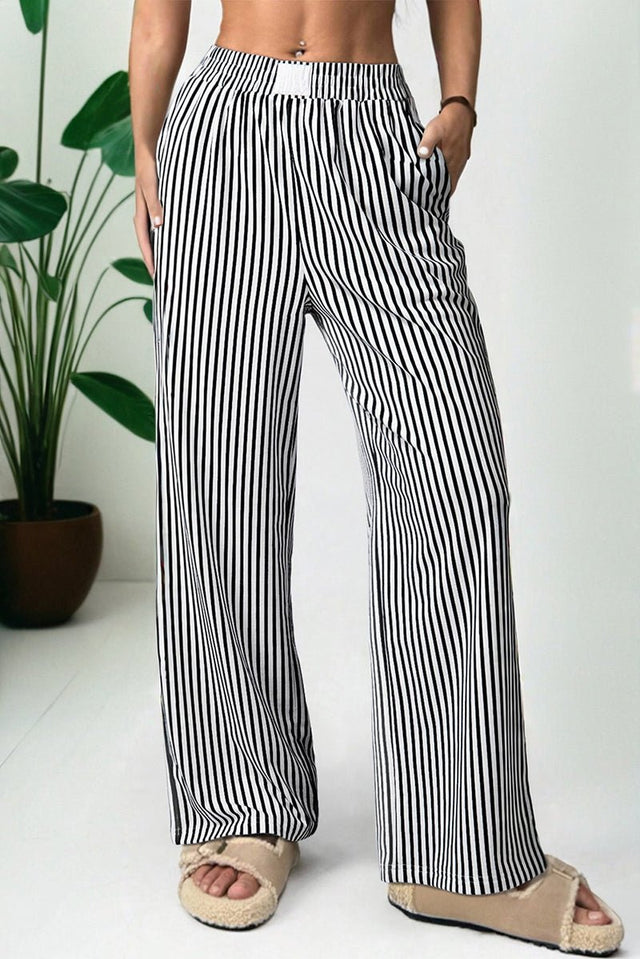 Play It Cool Black Stripe Loose Pants - Wholesale Accessory Market