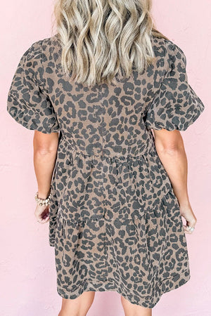 PREORDER! ETA 4/16 Wild Whispers Leopard Flared Denim Mini Dress **SHIPPING EXPECTED TO BEGIN ON DATE 4/16** - Wholesale Accessory Market