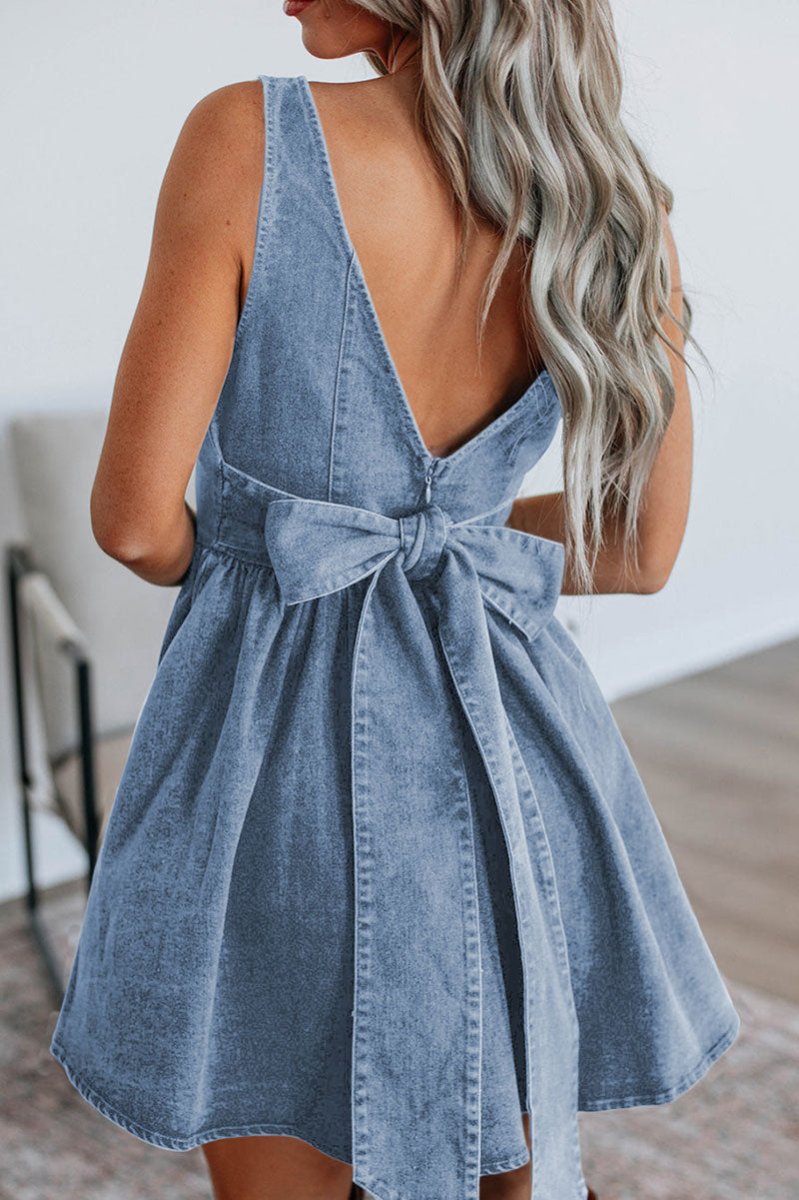 PREORDER! ETA 6/14 Perfect Afternoon Light Wash Denim Dress **SHIPPING EXPECTED TO BEGIN ON DATE 6/14** - Wholesale Accessory Market