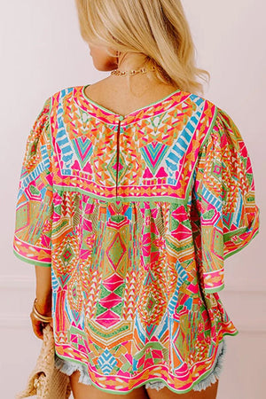 PRE-ORDER! ETA 5/16 Plus Size Island in the Sun Green Wide Sleeve Blouse **SHIPPING EXPECTED TO BEGIN ON DATE 5/16** - Wholesale Accessory Market