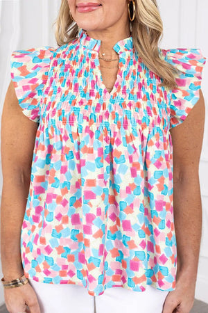 PRE-ORDER! ETA 5/27 Plus Size Summer Splash Flutter Sleeve Blouse **SHIPPING EXPECTED TO BEGIN ON DATE 5/27** - Wholesale Accessory Market