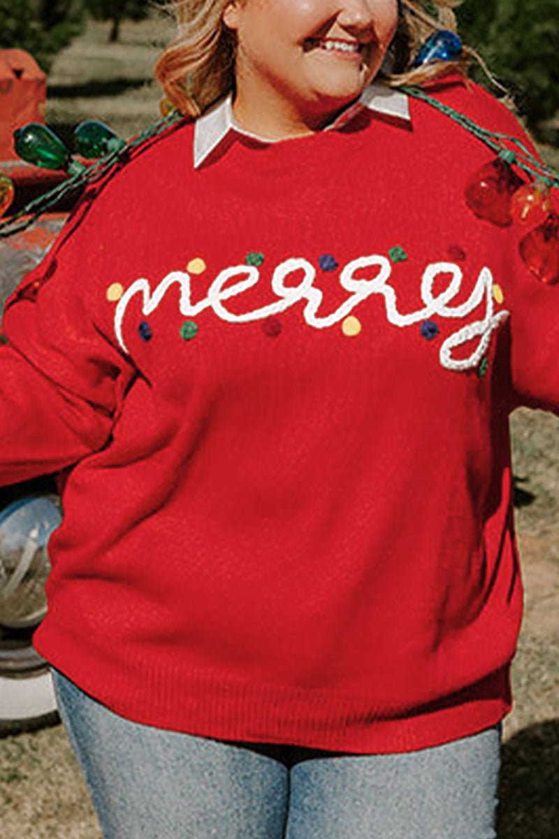 Plus Size Merry Fiery Red Sweater - Wholesale Accessory Market