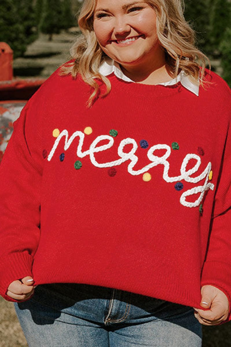 Plus Size Merry Fiery Red Sweater - Wholesale Accessory Market