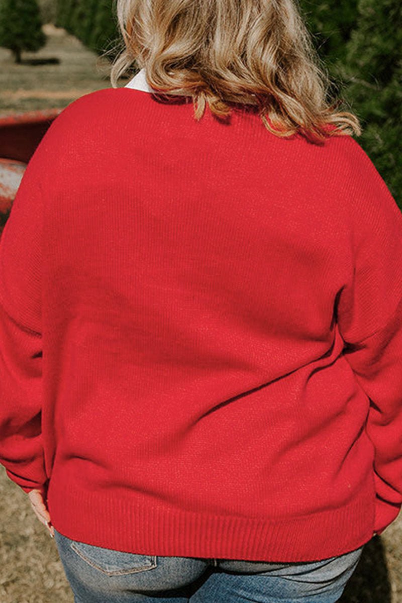 Plus Size Merry Fiery Red Sweater - Wholesale Accessory Market