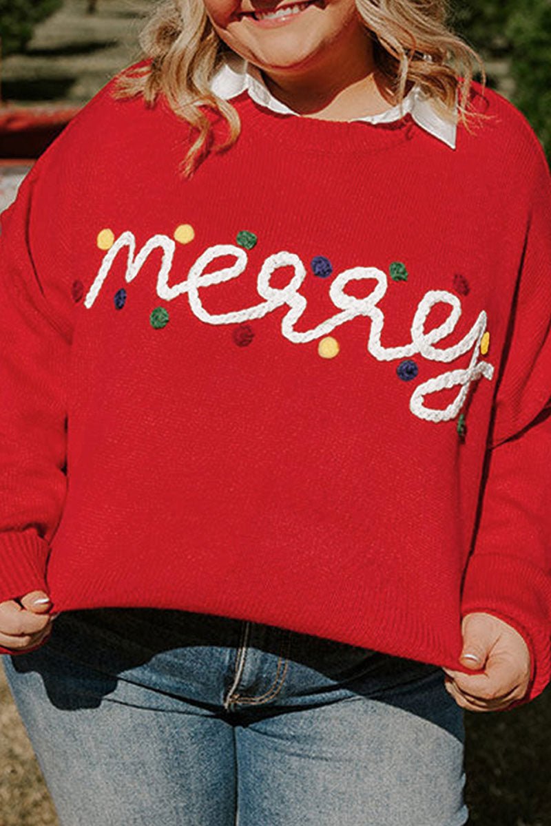Plus Size Merry Fiery Red Sweater - Wholesale Accessory Market