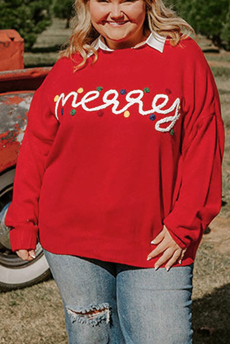 Plus Size Merry Fiery Red Sweater - Wholesale Accessory Market